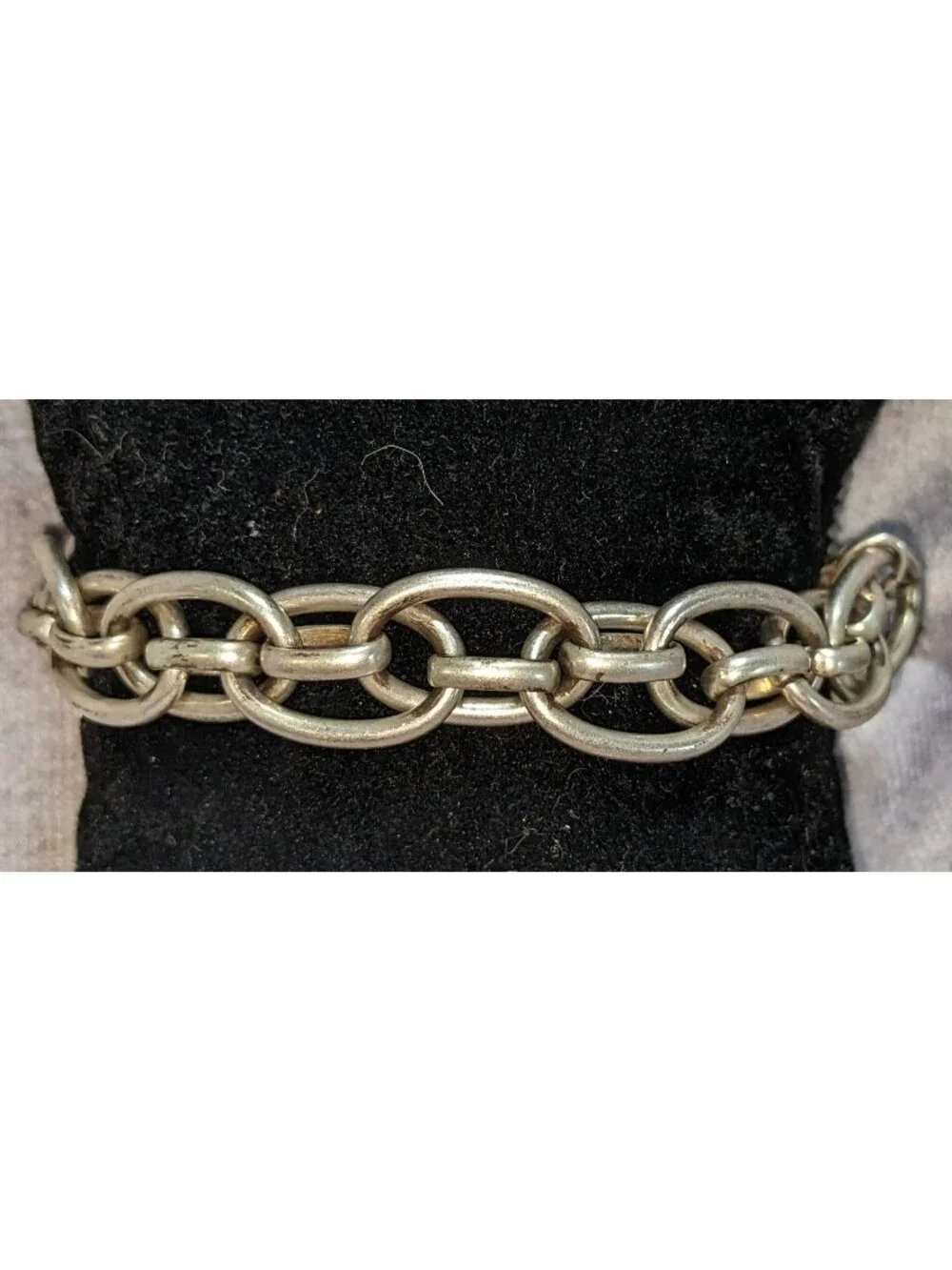 Edgy Nygard Silver Tone Chunky Oval Link Chain Bracelet Industrial Statement Jew